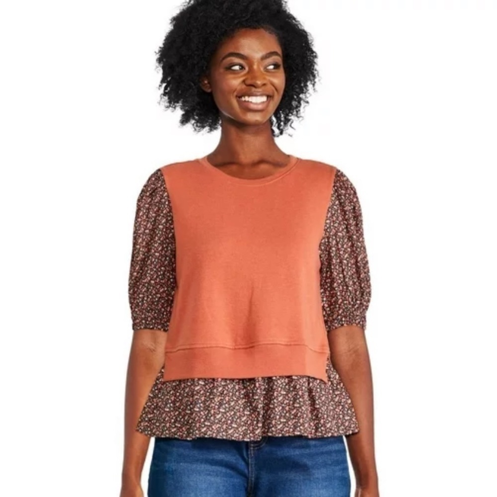 George layered fleece ladies top